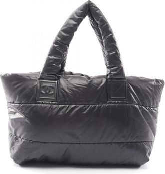 Chanel Black Nylon Handbag Tote Bag (Pre-Owned)