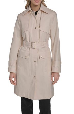 Cole Haan Water Resistant Convertible Collar Belted Trench Coat with Removable Hood in Light Sand at Nordstrom, Size X-Small