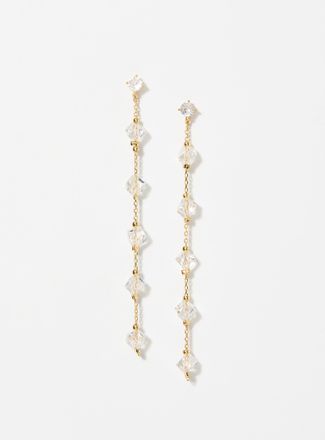 Simons Womens Faceted gemstone and chain long earrings