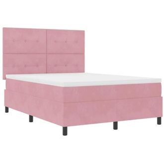 vidaXL Cama Box Spring Led Con Cabecera Rosa 160 X 200 Cm Terciopelo Vidaxl