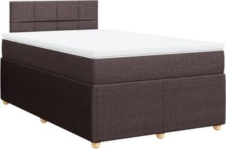 vidaXL Cama Box Spring Con Colch&oacute;n Tela Marr&oacute;n Oscuro 120x190 Cm Vidaxl