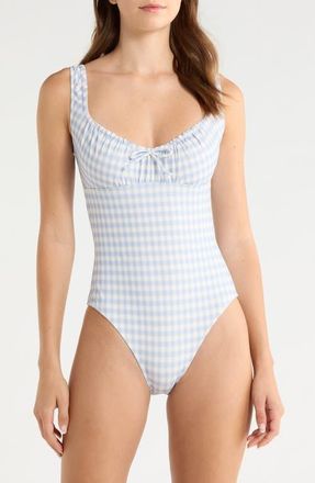 Reformation Bahia Gingham One-Piece Swimsuit in Crystal Check at Nordstrom, Size X-Small