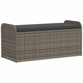 vidaXL Vidaxl - Banco De Almacenaje Con Coj&iacute;n Rat&aacute;n Sint&eacute;tico Gris 115x51x52 Cm