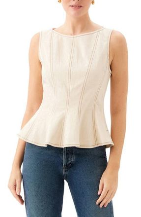 Fifteen Twenty Zoyla Contrast Stitch Peplum Top in Natural at Nordstrom, Size X-Small