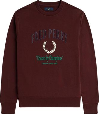 Fred Perry Kampioen Geborduurd Sweatshirt - Heren - Sweatshirts - Rood - S - Katoen - Hoodies & sweatvesten