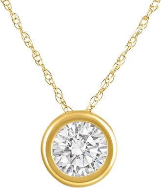 Pompeii3 90Ct Diamond Bezel Pendant Solitaire Necklace 14k Yellow Gold Lab Grown