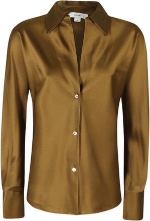 Vince Bias Long-Sleeve Blouse - Dames - Blouses & Shirts - Bruin - Maat: XS Zijde