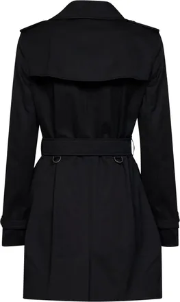 Burberry Womens Trench Coat Kensington Black Cotton & Raincoats