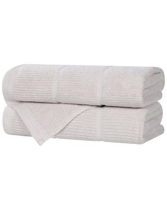 Superior Set Of 2 Milo Smart Twist Cotton Medium Weight Solid Ribbed Bath Towels