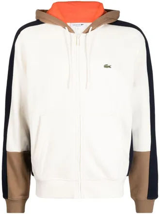 Lacoste Hoodie met colourblocking en rits - Beige
