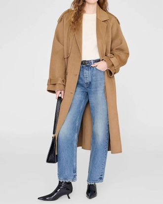 Anine Bing Fritz Mid Rise Straight Leg Jeans In Baltic Blue
