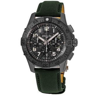 Breitling Avenger B01 Chronograph 46 Night Mission Automatic Black Dial Leather Strap Mens Watch SB0148101B1X1