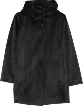 Roberto Ricci Design Cappotto Velour Neo con cappuccio - Nero