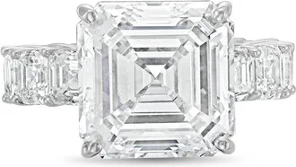 Diana M. Jewels Platinum Lab grown 10ct Asscher Cut Diamond Ring with Asscher Eternity Band