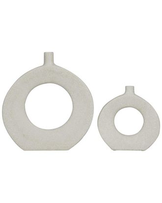 CosmoLiving by Cosmopolitan Cosmoliving By Cosmopolitan Set Of 2 Ceramic Round Donut Shaped Vase