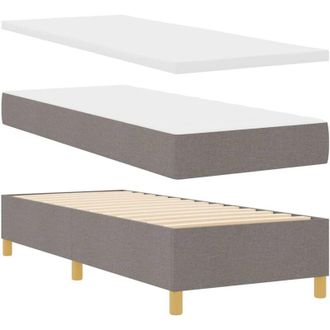 vidaXL Vidaxl - Cama Tipo Box Spring Con Colch&oacute;n Taup&eacute; 80 X 200 Cm Tela
