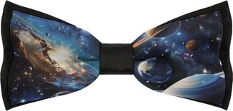 Generic Space Solar System And Planets Mens Bow Tie Adjustable Pre-Tied Bow Double Fold Business Bowties for Wedding Party