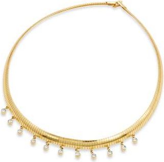 Savvy Cie Jewels Cubic Zirconia Charm Omega Chain Necklace in Gold at Nordstrom Rack