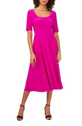 Chaus Elbow Sleeve Fit & Flare Knit Midi Dress in Berry Tart at Nordstrom, Size Medium