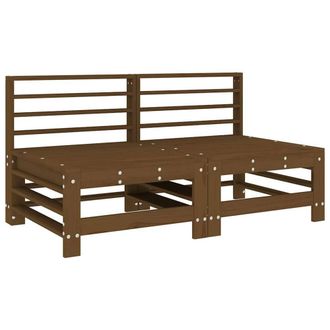 Berkfield Home Garden Middle Sofas 2 pcs Honey Brown Solid Wood Pine