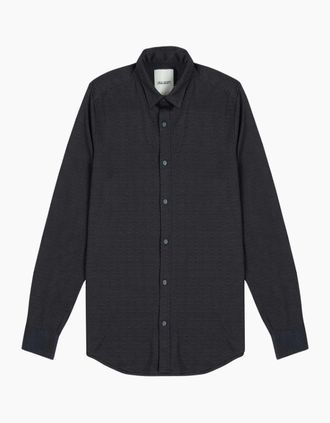 Lyle & Scott Mens Lyle & Scott Navy Blue Jacquard Interlock Shirt - Black - Size: Regular/36