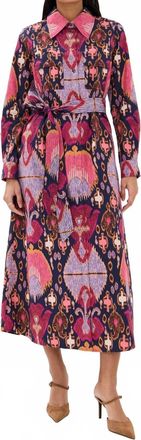 Figue Bassa Dress In Fan Ikat True Navy