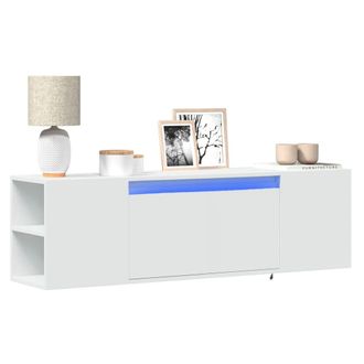 Berkfield Home TV Wall Cabinet with LED Lights White 135x31x39.5 cm