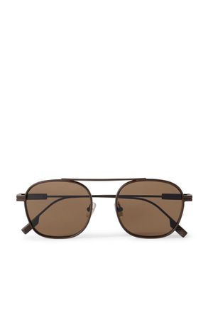 Ermenegildo Zegna Round-Frame Metal Sunglasses