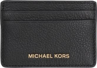 Michael Michael Kors Womens Leather Card Holder With Logo Detail Black Cow Hide Wallets & Purses