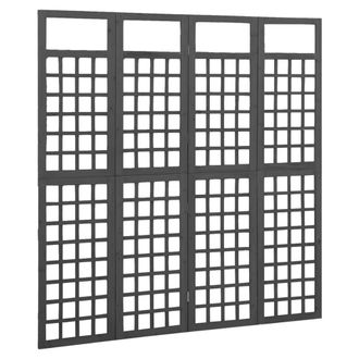 Berkfield Home 4-Panel Room Divider/Trellis Solid Fir Wood Black 161x180 cm