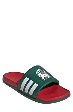 adidas Gender Inclusive Adilette Comfort 2.0 Mexico Slide Sandal in Dark Green/Scarlet/White at Nordstrom, Size 11 Womens