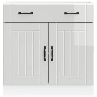 Berkfield Home Kitchen Base Cabinet Lucca High Gloss White Engineered Wood