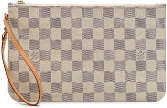 Louis Vuitton Pre-owned Neverfull Pouch - Dames - Vintage Clutch - Beige - ONE Size - Leer - Vintage