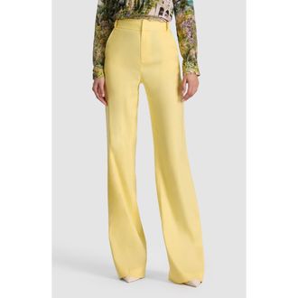 Alice & Olivia Lula Linen Blend Flare Leg Pants in Butter at Nordstrom, Size 10