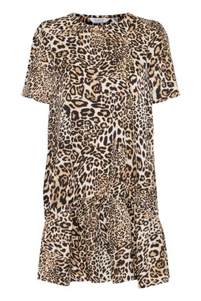 b.young BYICAT Womens Midi Dress, Casual Dress with Round Neck, Puff Sleeves, Relaxed Fit, Black Mix (200453), 20