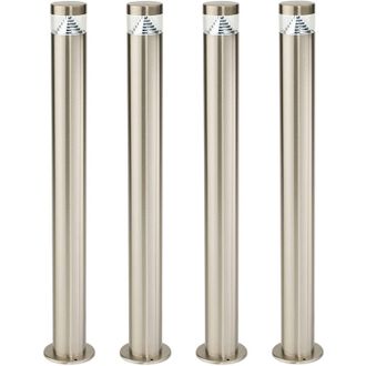 Loops 4 PACK Stepped Outdoor Bollard Light - 3.3W LED - 800mm Height - Stainless Steel in Metallics