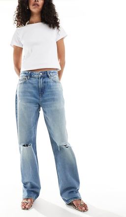 Calvin Klein Jeans Jeans grunge anni 90 lavaggio scuro con logo-Blu