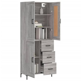 Berkfield Home Highboard Grey Sonoma 69.5x34x180 cm Engineered Wood