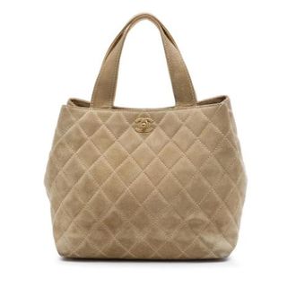 Chanel Pre-owned Quilted Suede Satchel - Dames - Vintage Shopper - Beige - ONE Size - Leer - Vintage