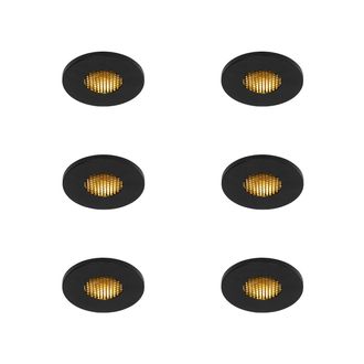 QAZQA Juego De 6 Focos Empotrables Modernos Para Ba&ntilde;o Negros Ip54 - Shed Honey Aluminio Adecuado Para Led Max. 1 X 50 Watt - Qazqa