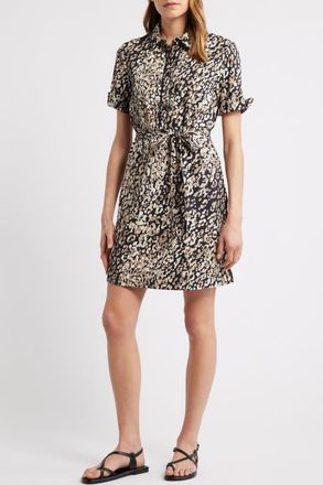 Tommy Bahama Aubrey Spot Tie Waist Shirtdress in Black at Nordstrom, Size X-Large