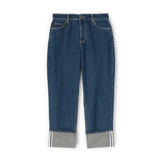 Motivi Cropped Jeans met omslag - Dames - Cropped Jeans - Blauw - 2XS - Katoen - Jeans