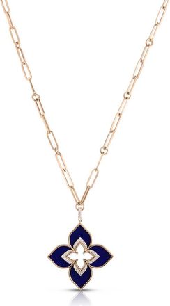 Roberto Coin Venetian Princess Diamond Flower Pendant Necklace in Rose Gold at Nordstrom, Size 33