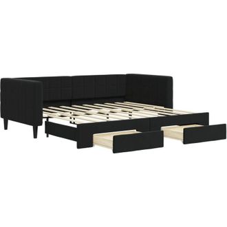 vidaXL Sof&aacute; Cama Nido Con Cajones Terciopelo Negro 90x190 Cm Vidaxl