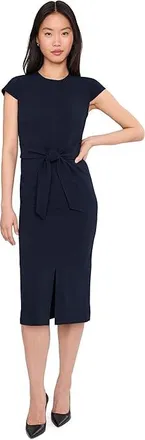 Calvin Klein Cap Sleeve Self Tie Midi Sheath Womens Dress Indigo : 12, Polyester/Spandex