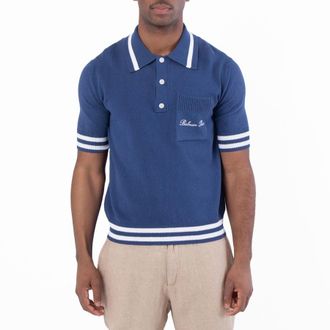 Balmain Siganture Embroidered Polo Shirt, Size Medium