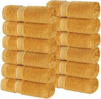 Superior Set Of 12 Niles Giza Cotton Dobby Ultra-Plush Thick Soft Absorbent Washcloths
