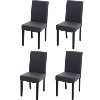 Hhg [nunca Usado] Juego De 4 Sillas De Comedor Silla De Cocina Littau Con Certificaci&oacute;n Mvg, Cuero Sint&eacute;tico, Gris Mate, Patas Oscuras