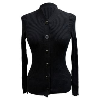 Sandro Sandro Knitted Button-Down Cardigan in Black Viscose