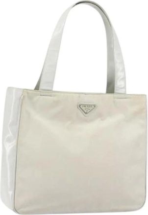 Prada Pre-owned Tote Bags, female, Gray, Size: ONE SIZE Pre-owned Nylon Tote Bag